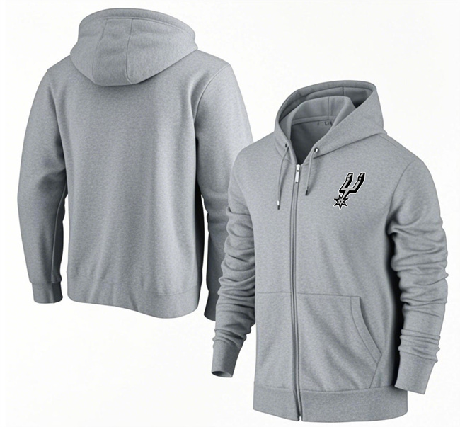 Men's San Antonio Spurs Gray Primary Logo Full-Zip Hoodie